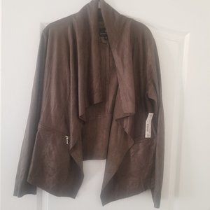 Worthington Faux Leather drape front jacket/blazer